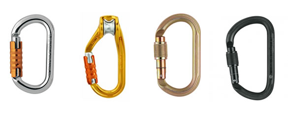 Aluminium en stalen karabiners.